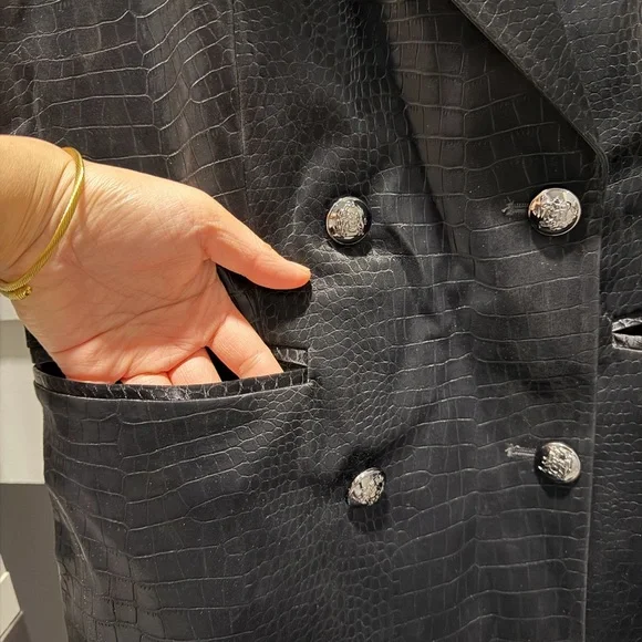 French Connection Ivar Croc Coated Blazer Double-Breasted Mini Dress - Picture 3 of 7